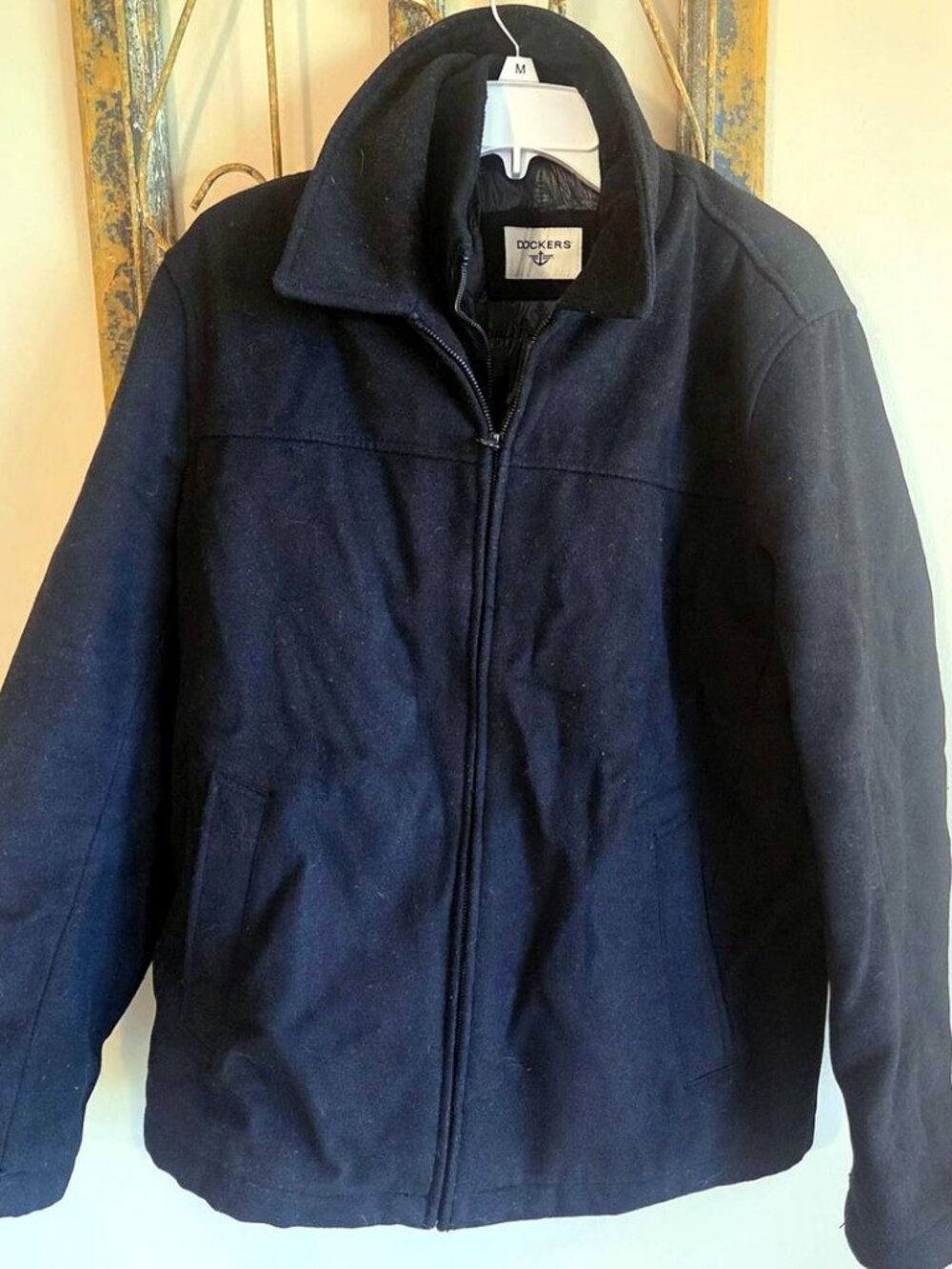 Dockers Men's Navy Blue Jacket Quilted Lining Snap Zip Front Size M